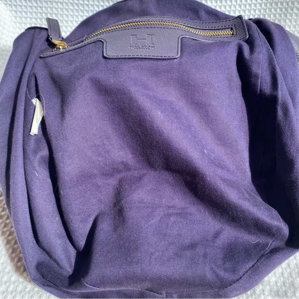 Halston Heritage Leather Tote XL oversized Bag eggplant purple slouchy hobo - Picture 5 of 12